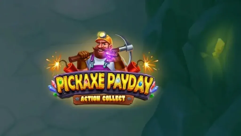 Pickaxe Payday سلاٹ گیم کا انٹرفیس جس میں کان کن اور سونے کے سکے نظر آ رہے ہیں۔